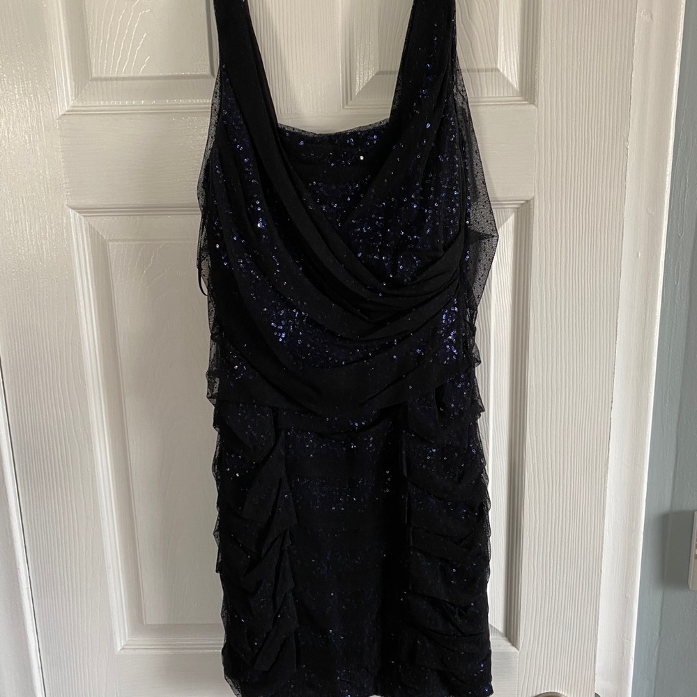 Navy and Black Sequin Cocktail Dress
